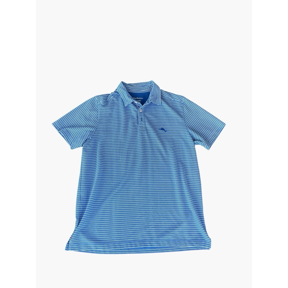 Tommy Bahama Island Zone Supima Cotton Blue Polo Shirt Men's Medium Marlin Logo